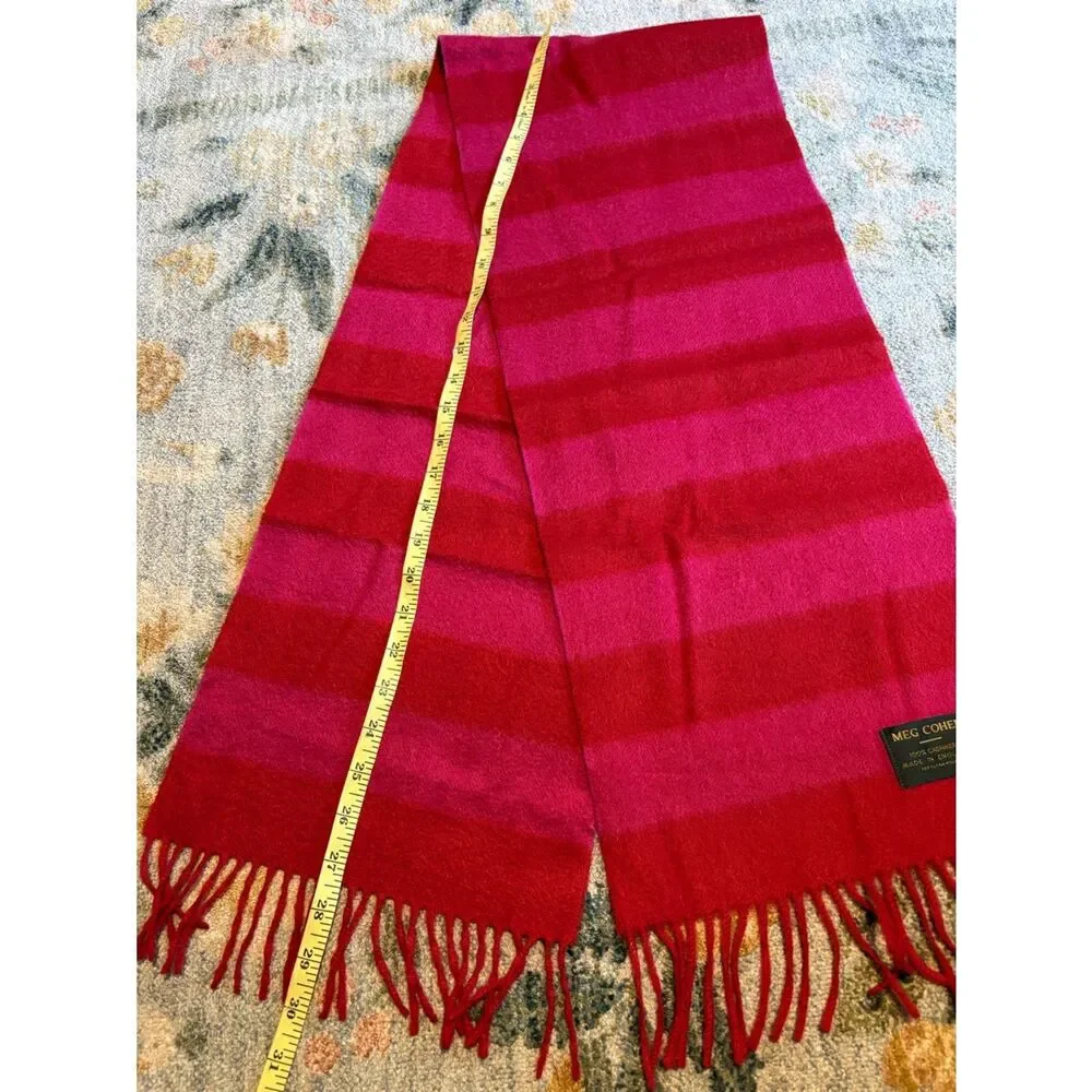Meg Cohen Striped Cashmere Pink Scarf